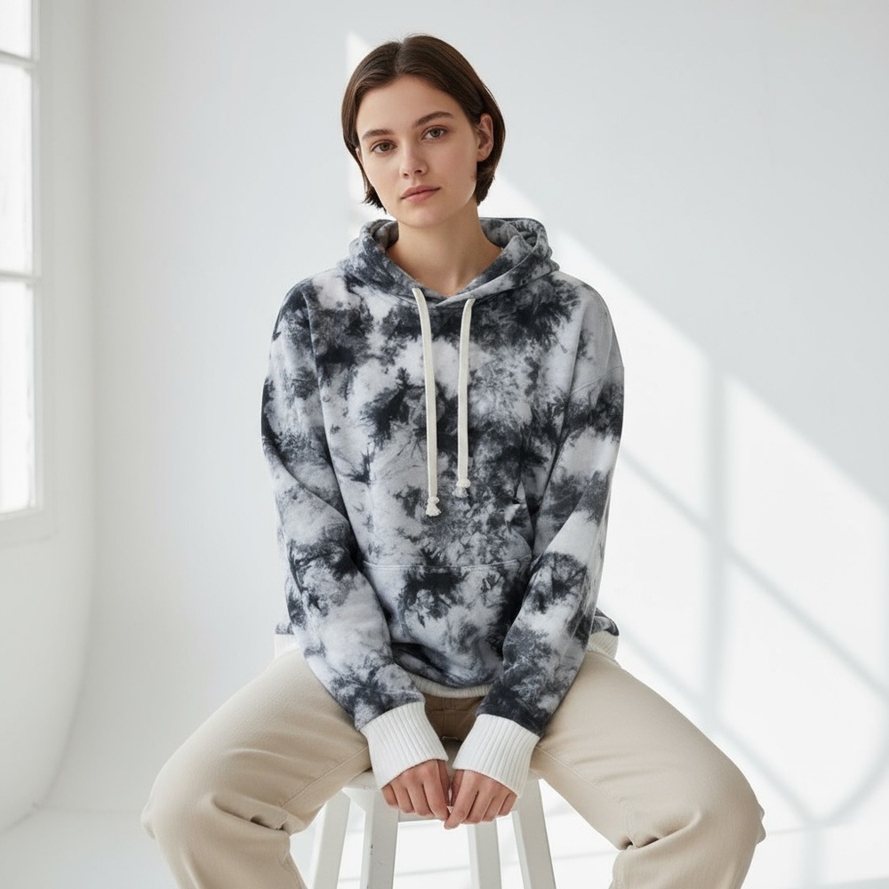 New Rehab Lab cotton tie dye hoodie Large blue sky